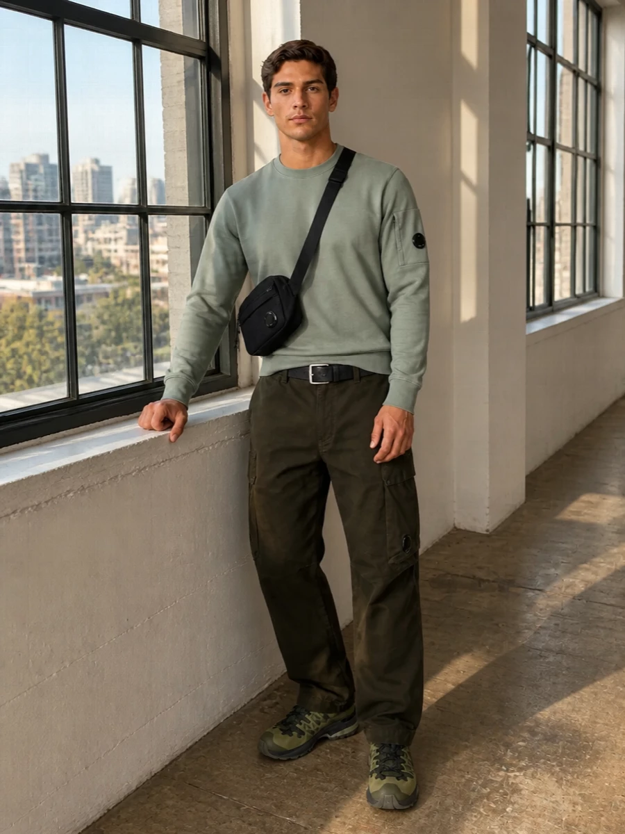 Cp company cargo sage sweatshirt salomon sneakers