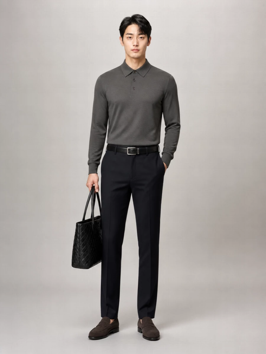Zegna Cashmere Silk Long-Sleeve Polo Shirt