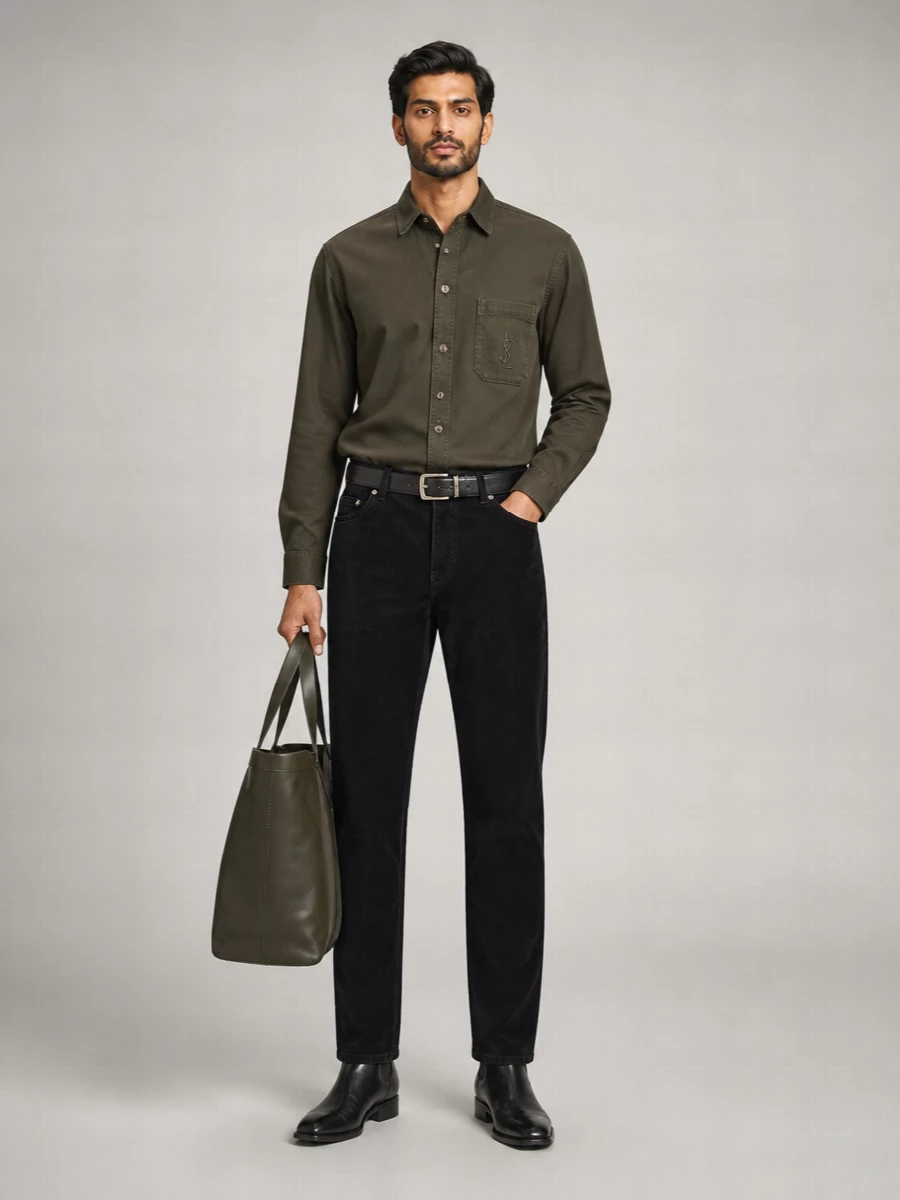 Saint Laurent Cotton Linen Gabardine Overshirt