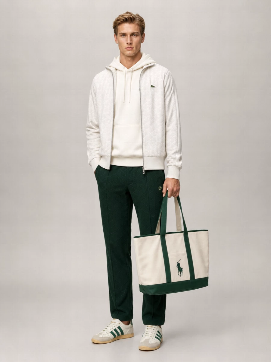 Lacoste Jacquard Zip-Up Sweatshirt