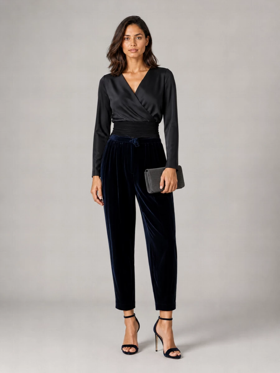 Giorgio Armani Velvet High-Waisted Trousers