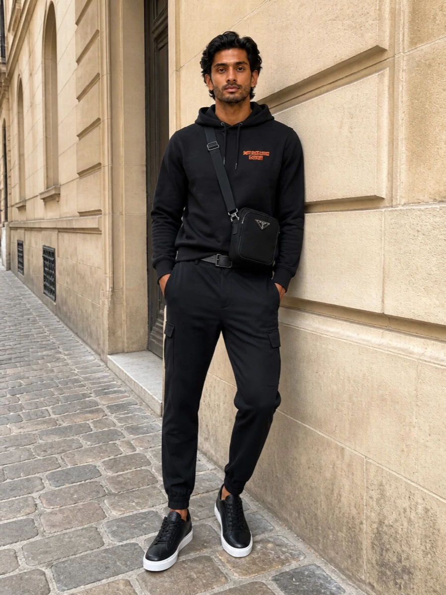 Calvin klein hoodie tapered black joggers outfit