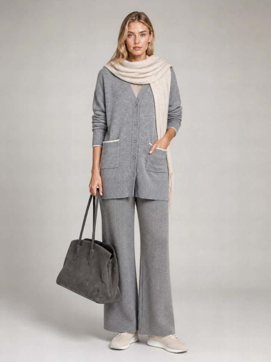 Pinko Cashmere Wool Ribbed Cardigan