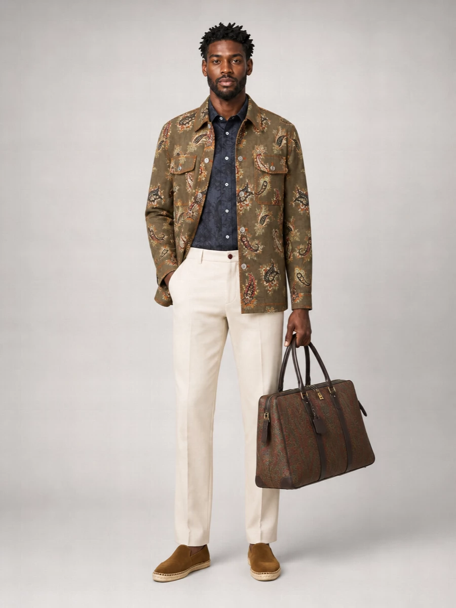 Etro Paisley Travel Bag Leather Trim Tag