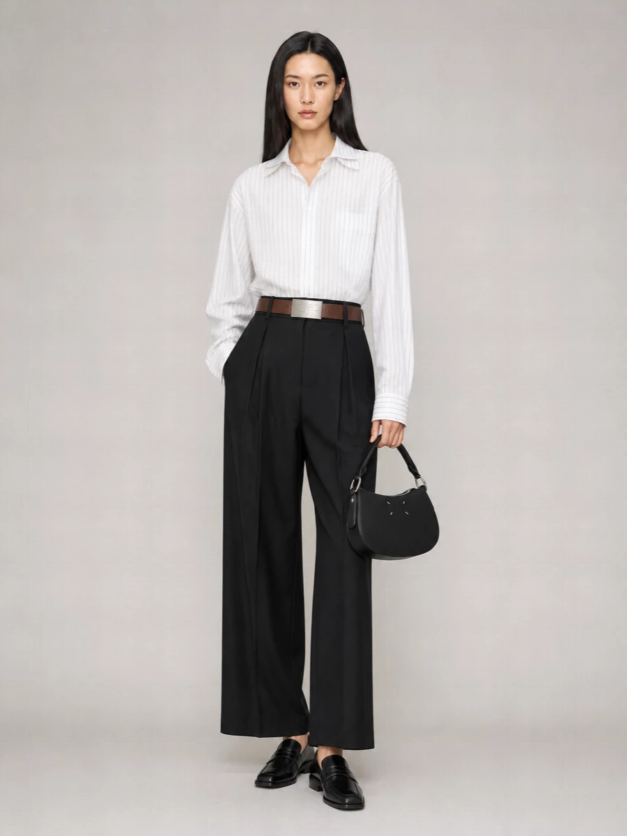 Mm6 Maison Margiela Striped Oversized Long-Sleeve Shirt