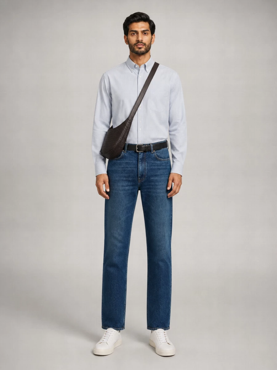 The Row Denim Mid-Rise Wide-Leg Straight-Leg Jeans