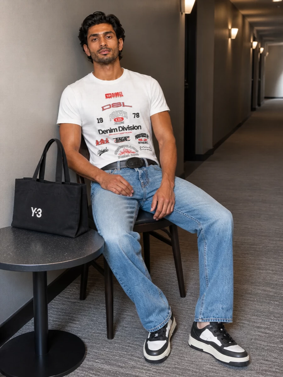Diesel graphic tshirt light wash jeans outfit