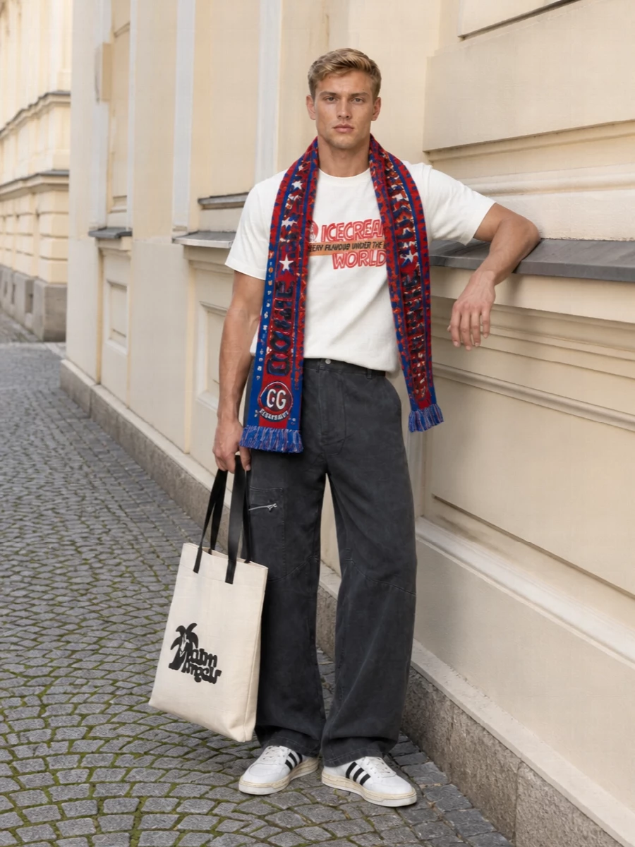 Icecream graphic tee wide leg pants adidas sneakers