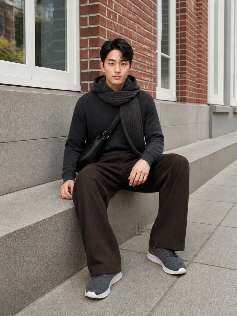 Lemaire hooded sweater wide leg trousers