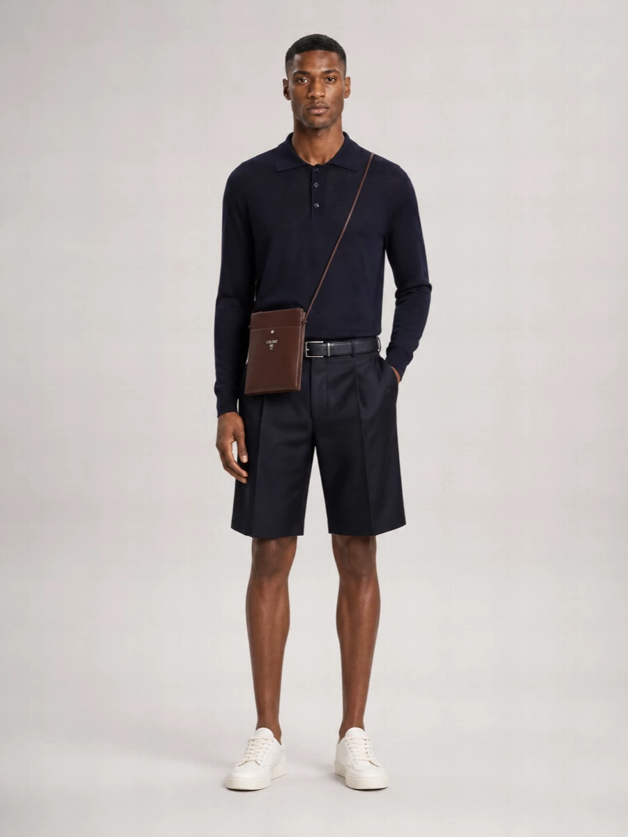 Ami Paris Virgin Wool High-Rise Wide-Leg Tailored Bermuda Shorts