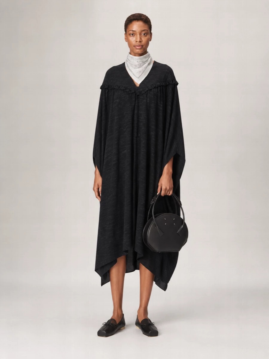 Mm6 Maison Margiela Black Jersey Shirt Midi Dress