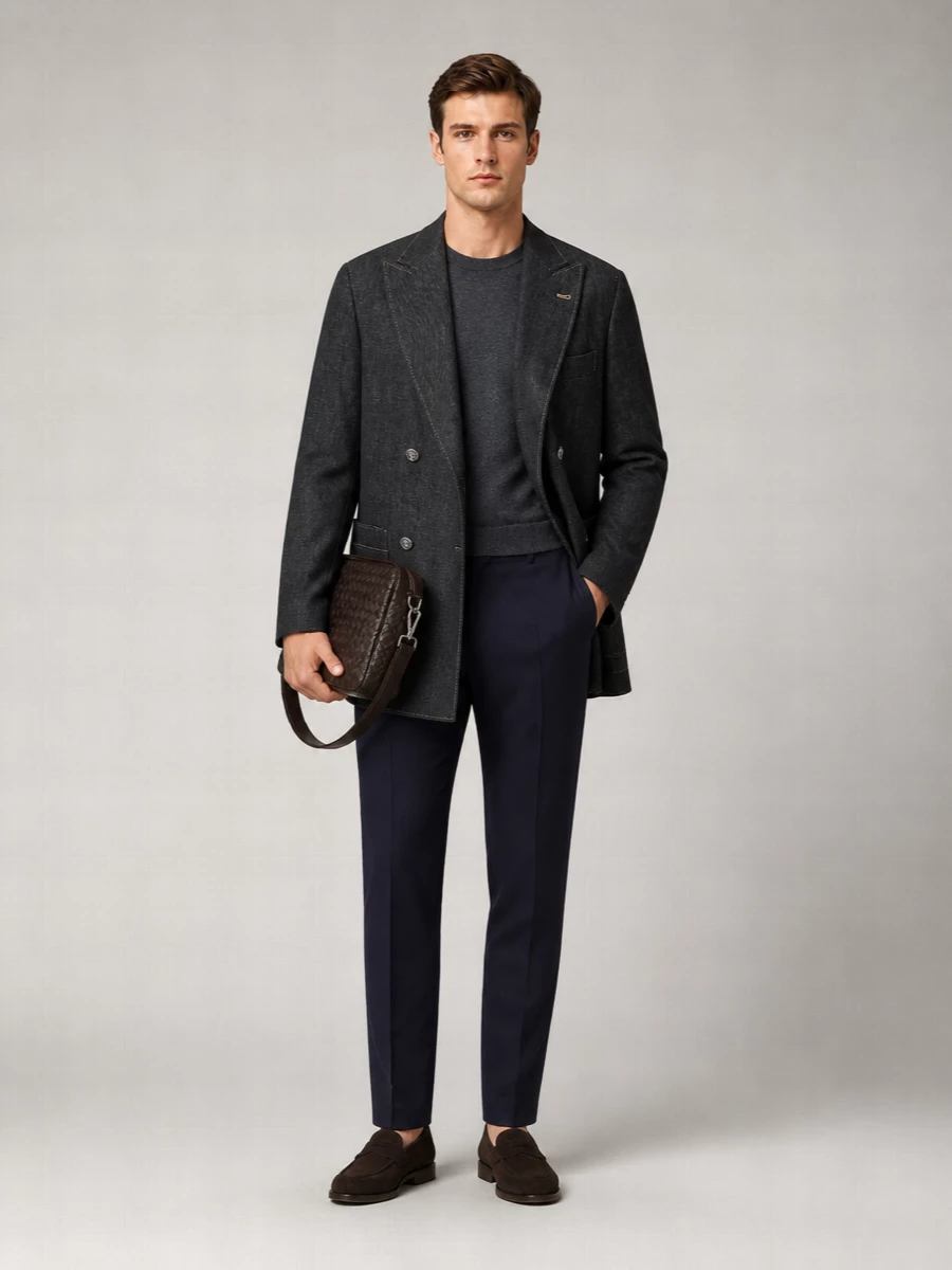 Brunello Cucinelli Denim Double-Breasted Blazer