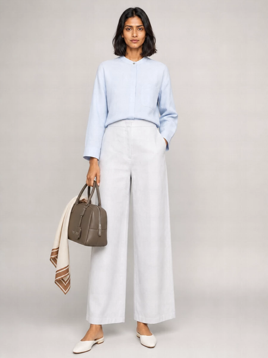 S Max Mara Linen Long-Sleeve Shirt
