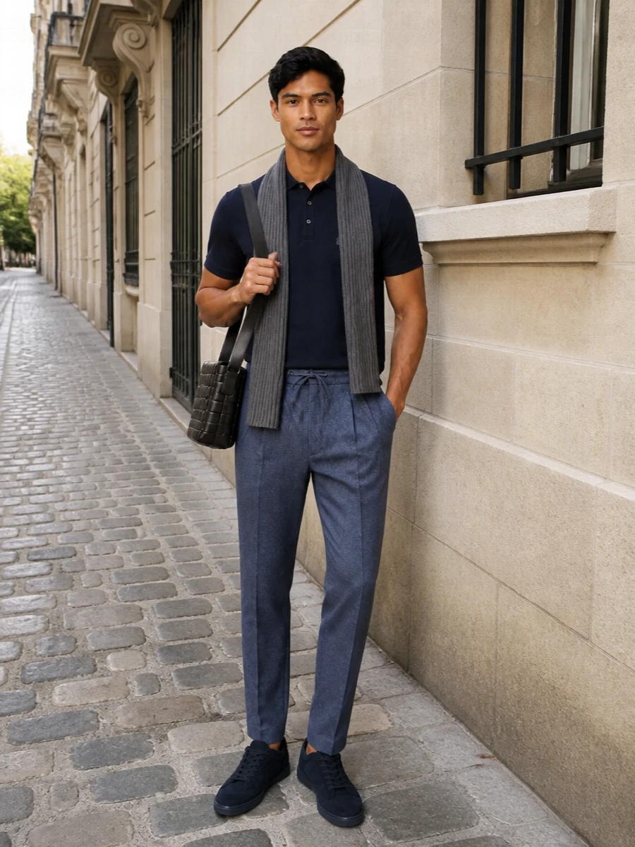 Brunello cucinelli navy polo drawstring trousers