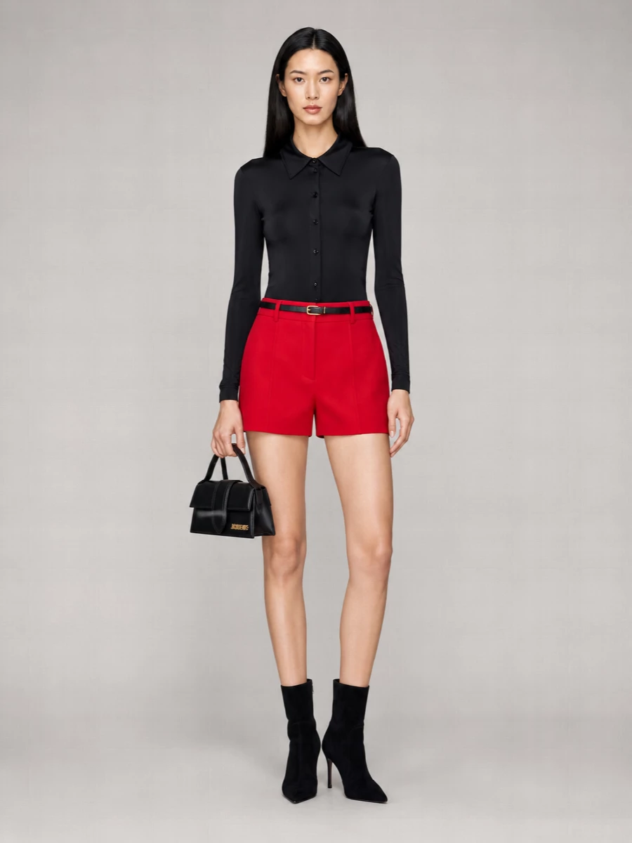 Sportmax Virgin Wool Low-Rise Cropped Shorts