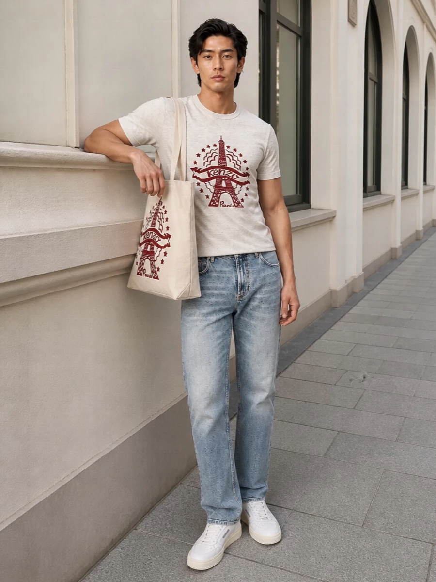 Kenzo paris tshirt jeans autry sneakers outfit