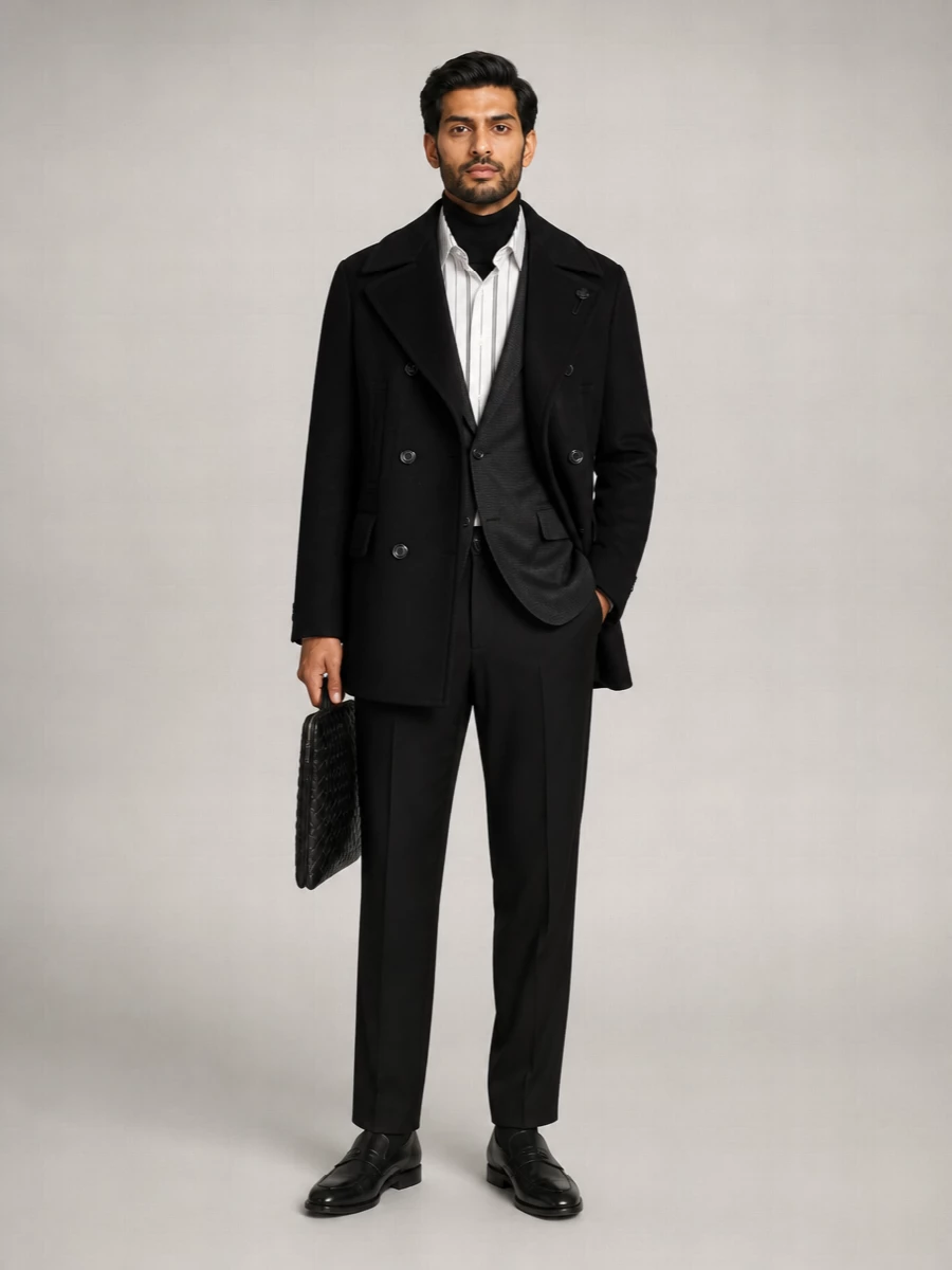 Lardini Wool Double Breasted Coat