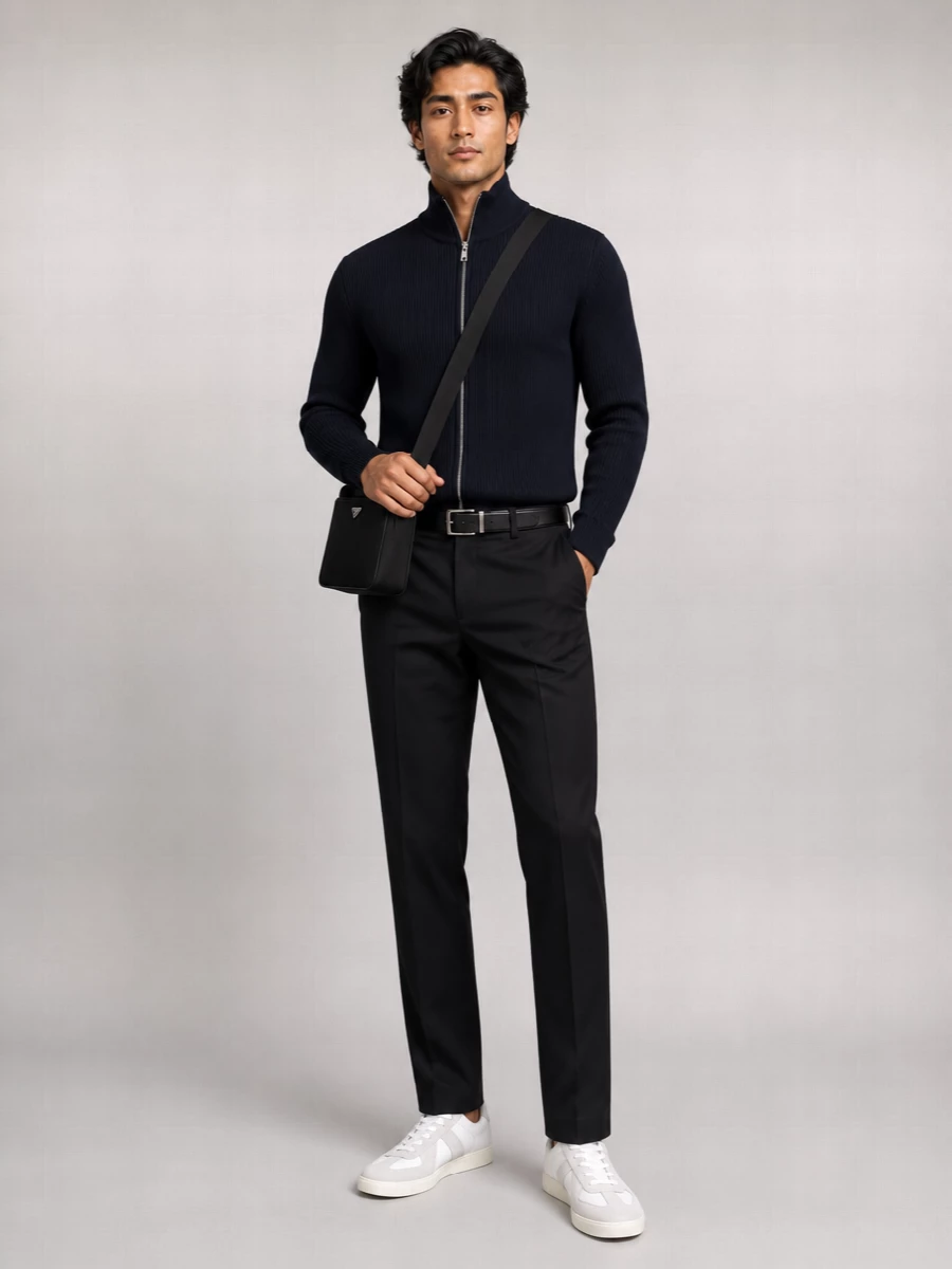 Maison Margiela Ribbed High-Neck Zip-Up Cardigan