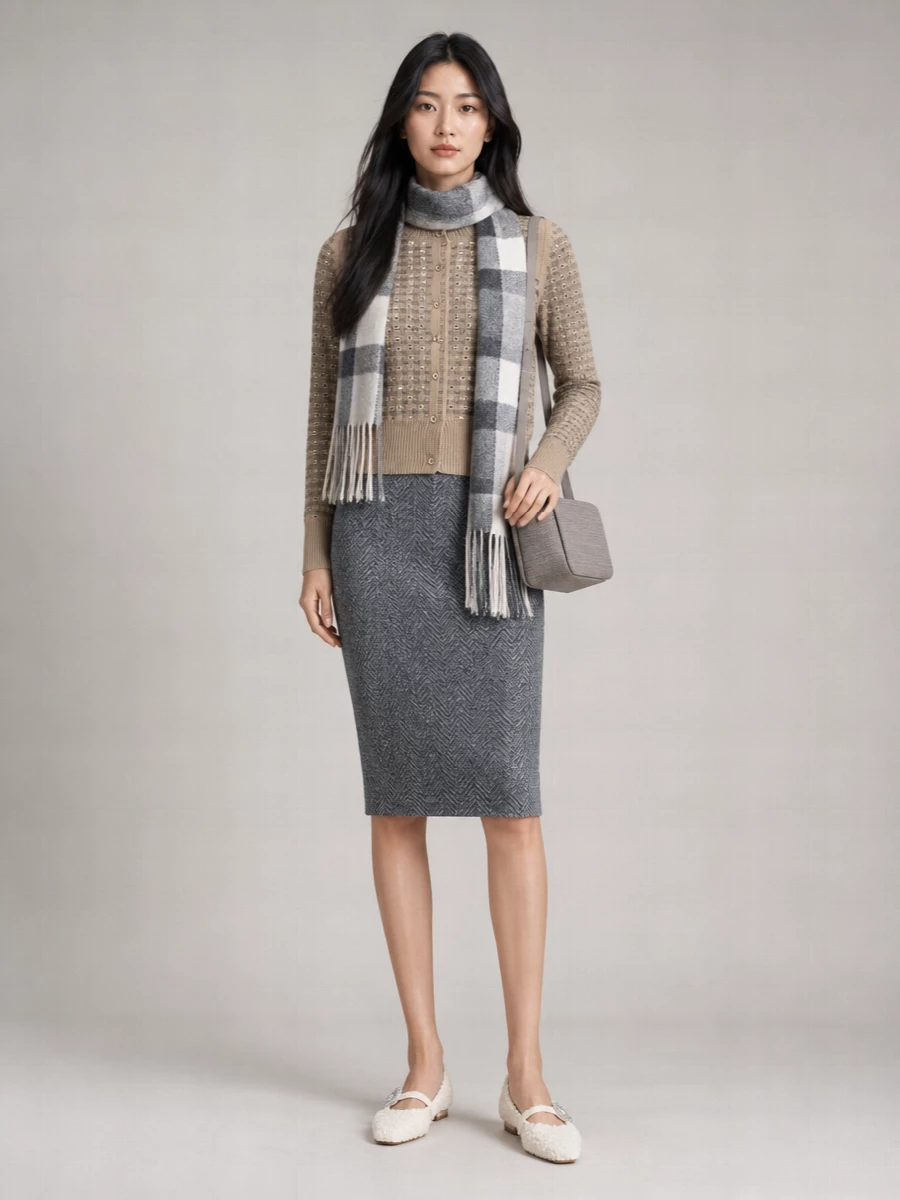 Ermanno Scervino Checked Crystal-Embellished Cardigan