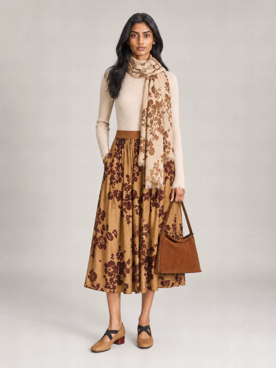 Uma Wang floral-print pleated midi skirt