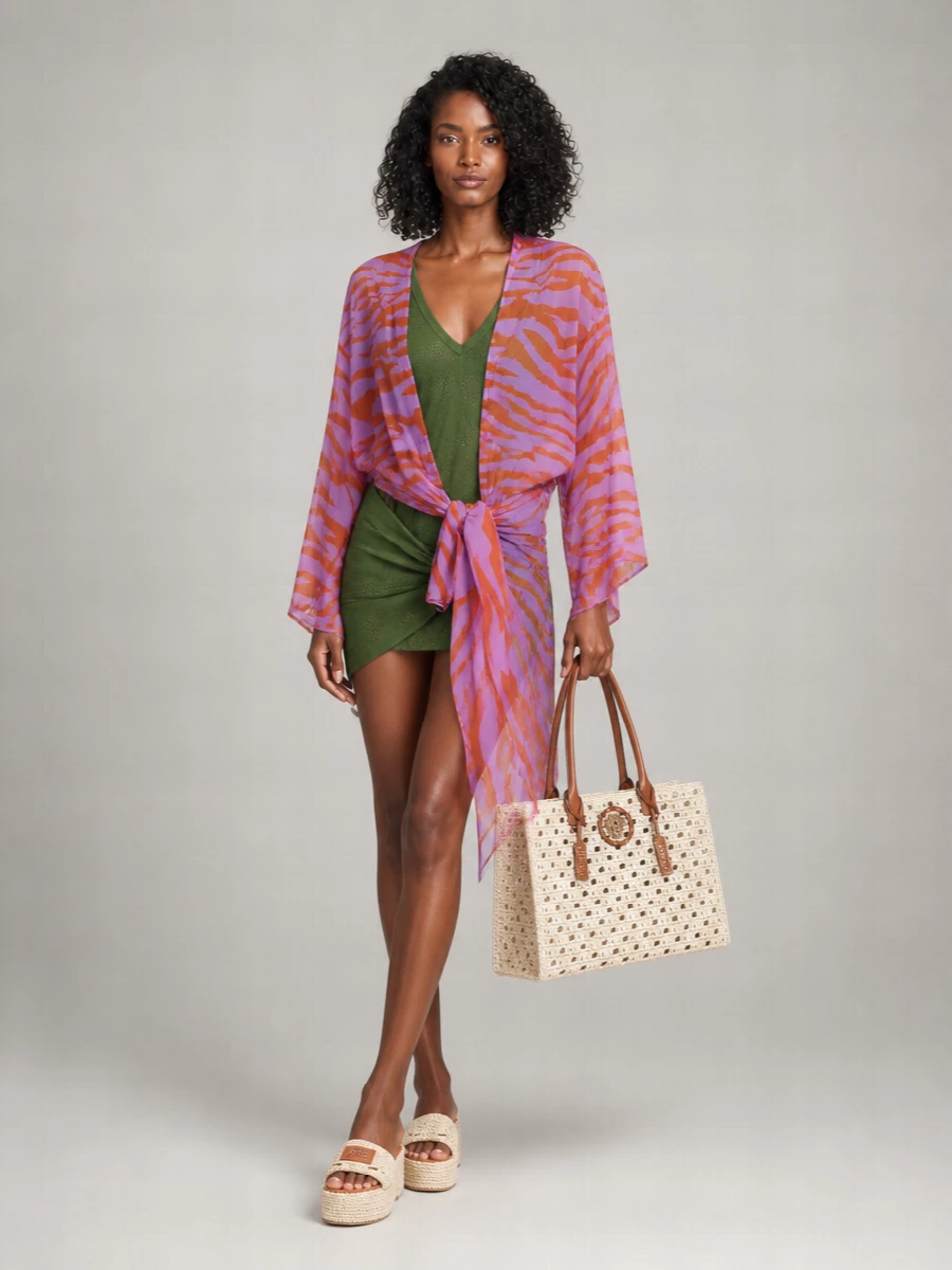 The Attico Printed Wrap Mini Dress