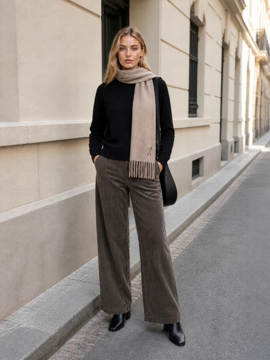 Alysi black sweatshirt wide leg trousers outfit