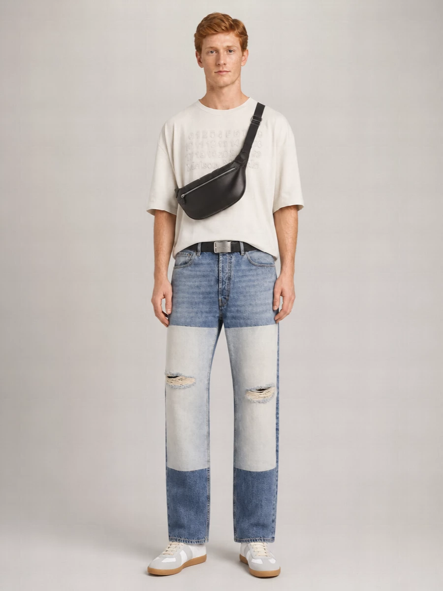 Maison Margiela Denim Distressed Straight-Leg Jeans