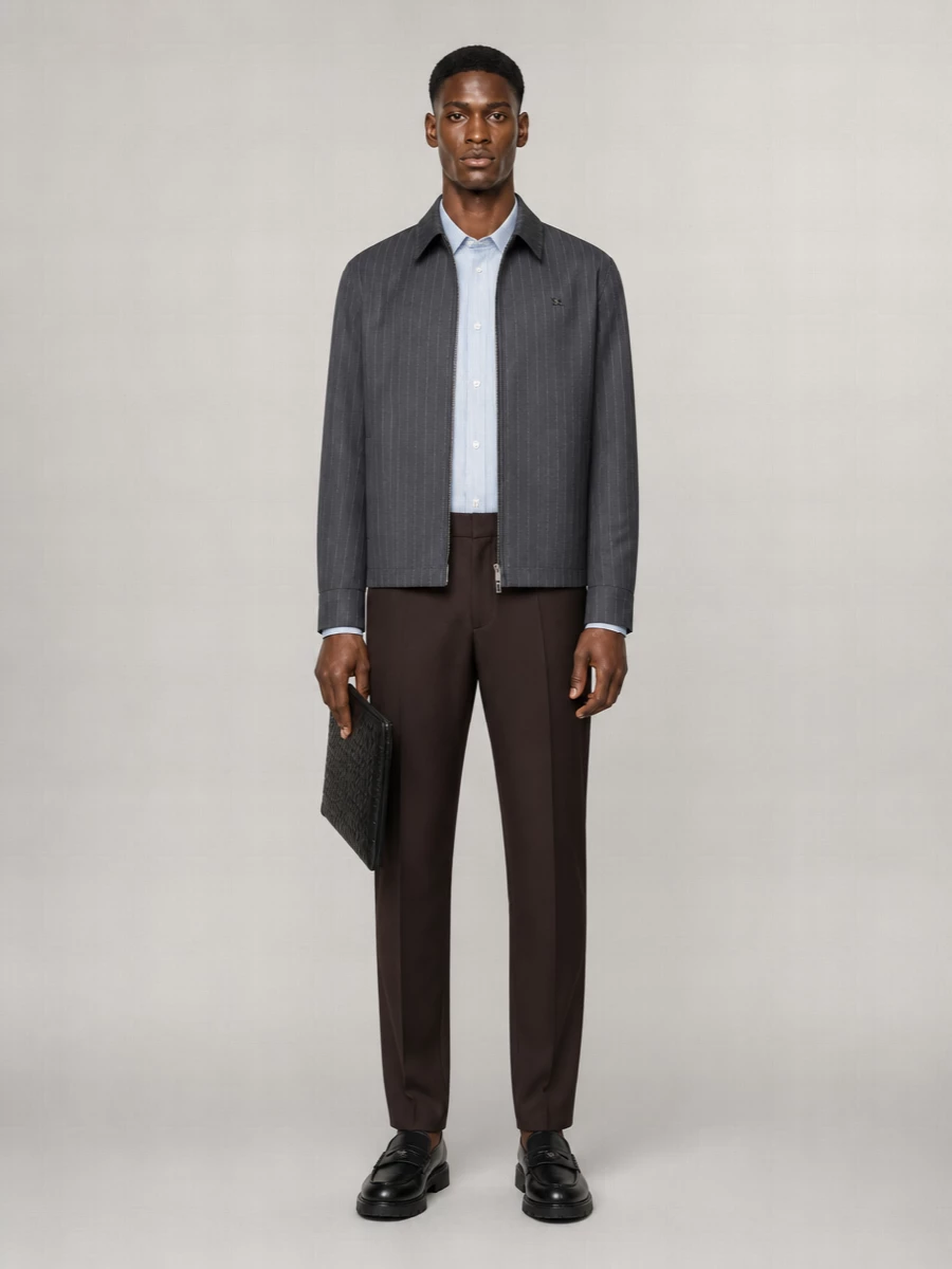 Burberry Wool Pinstripe Single Breasted Coat