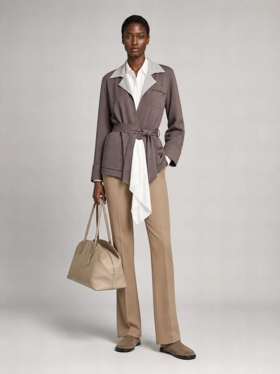 The Attico Viscose Houndstooth Belted Blazer