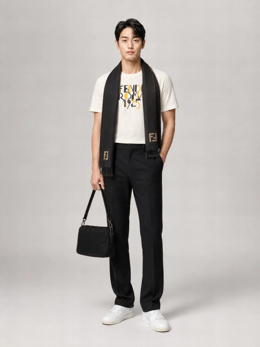Fendi Calf Leather Low-Top Sneakers