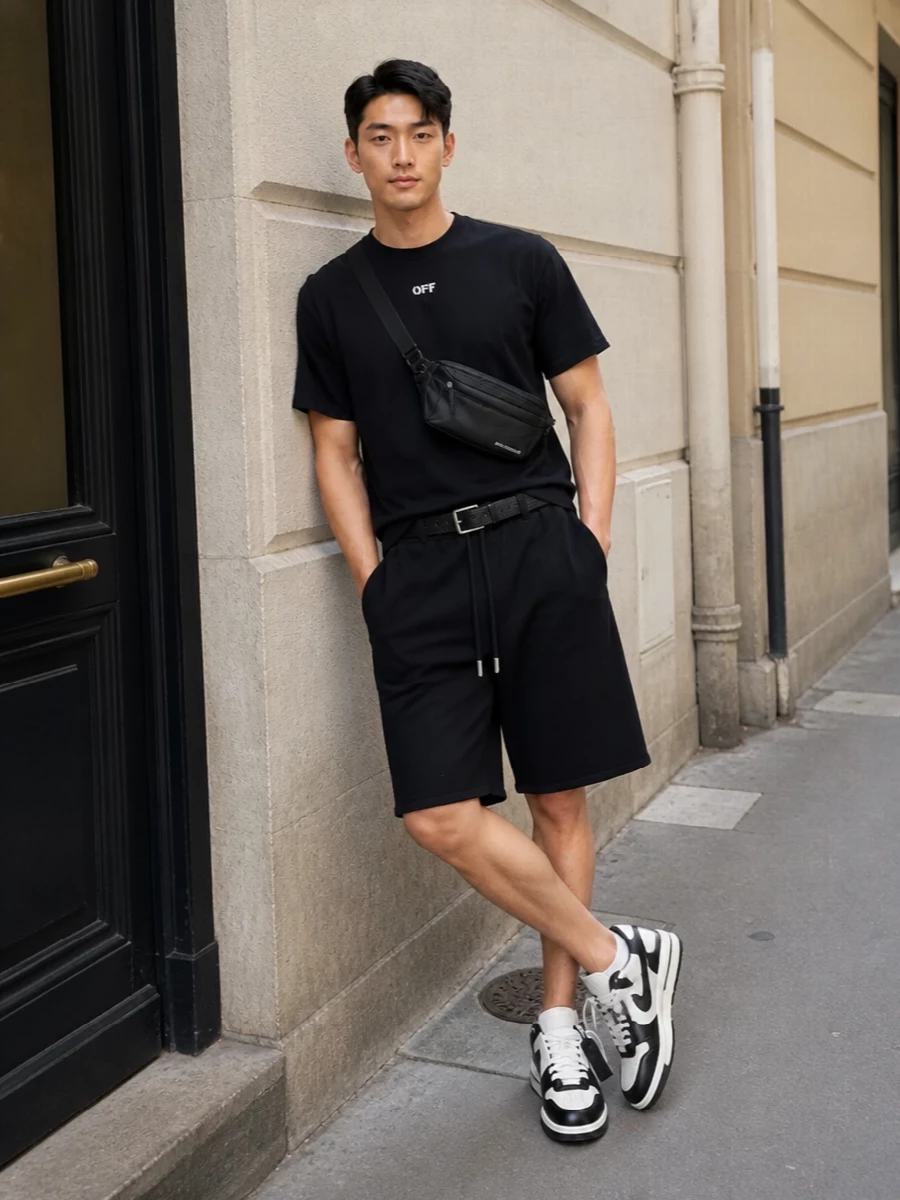 Off white fleece bermuda shorts streetwear outfit