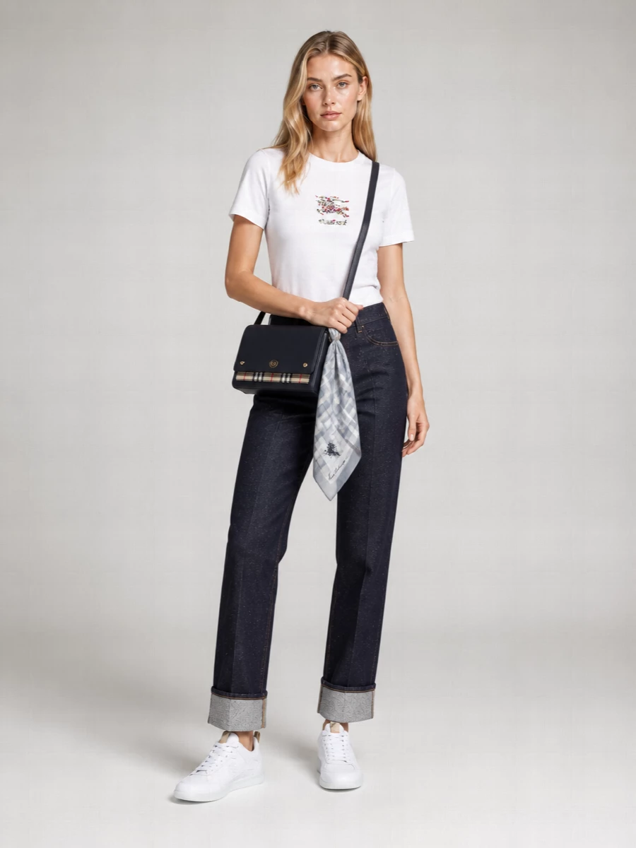 Burberry Cotton Embroidered Logo Short-Sleeve T-Shirt