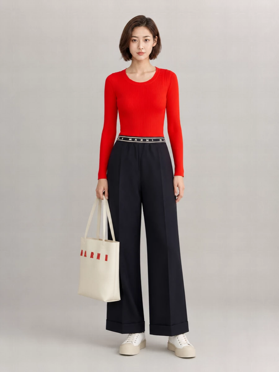 Marni Ribbed Viscose Long-Sleeve Top