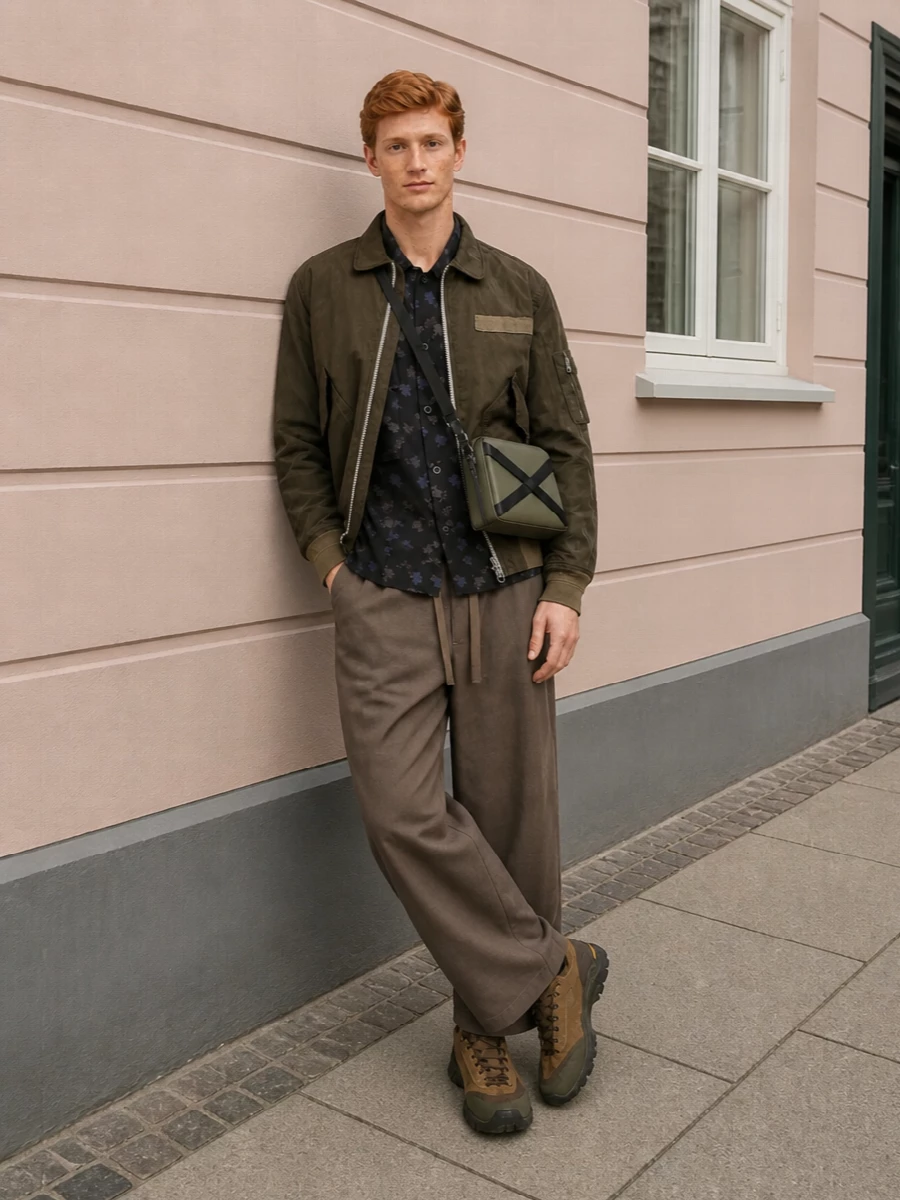 Sacai bomber wide cropped pants sneakers