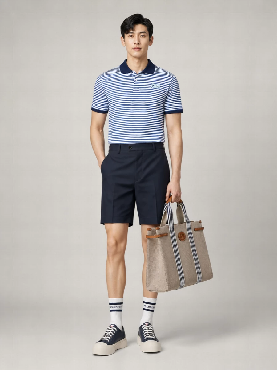 Marni Two-Tone Linen-Blend Polo Shirt