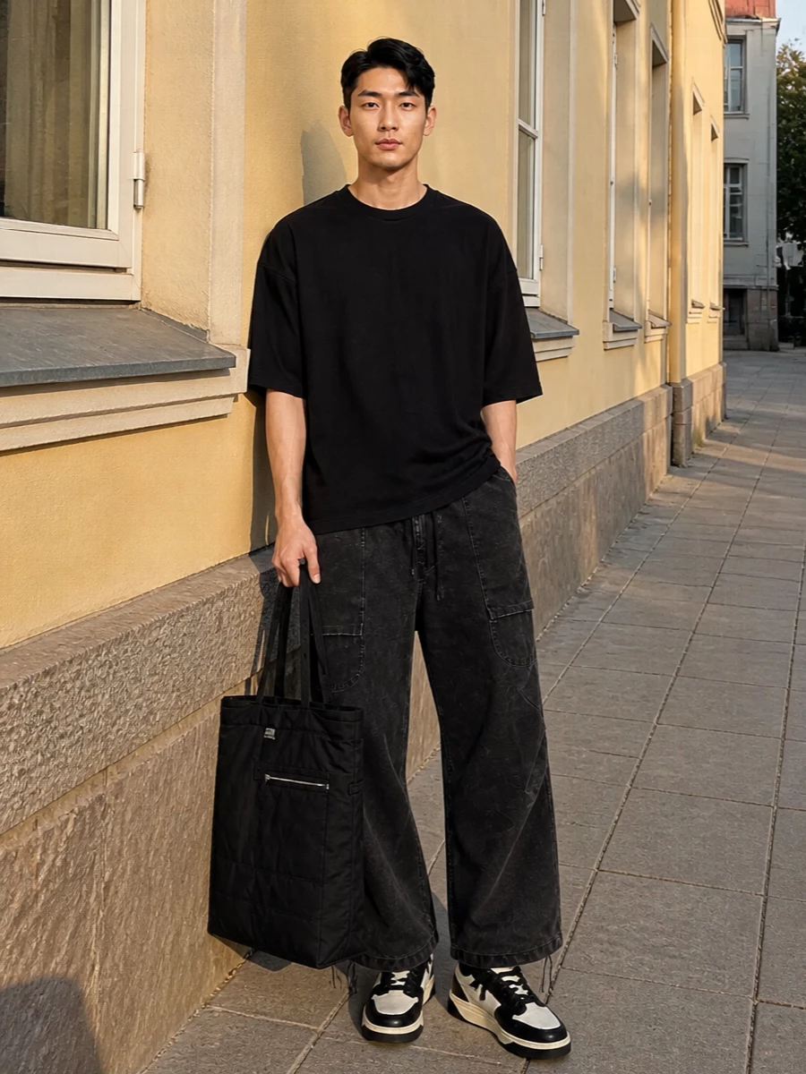 Entire studios oversized tee black cargo outfit
