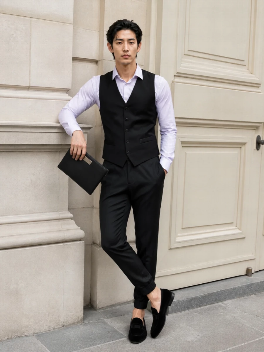 Dolce gabbana black waistcoat evening outfit