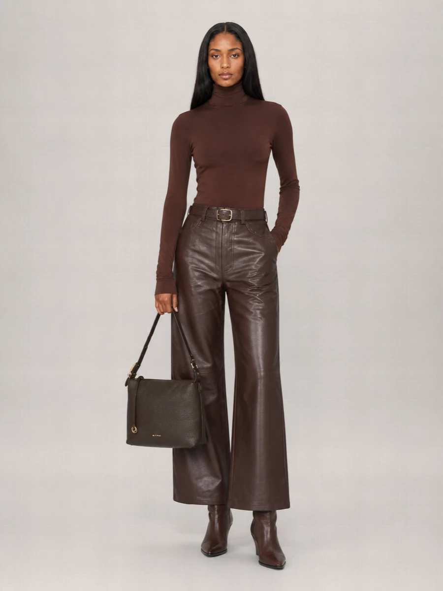 Rotate Leather Wide-Leg Trousers