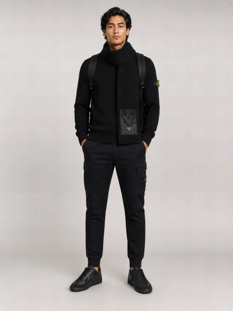 Stone Island Ribbed Cotton Crew Neck Sweater