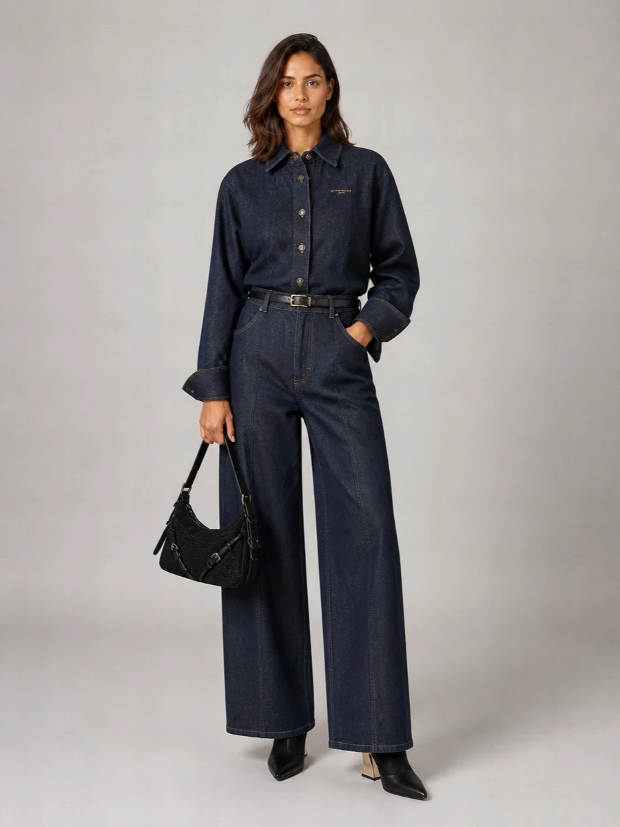 Givenchy Denim Asymmetric Long-Sleeve Overshirt