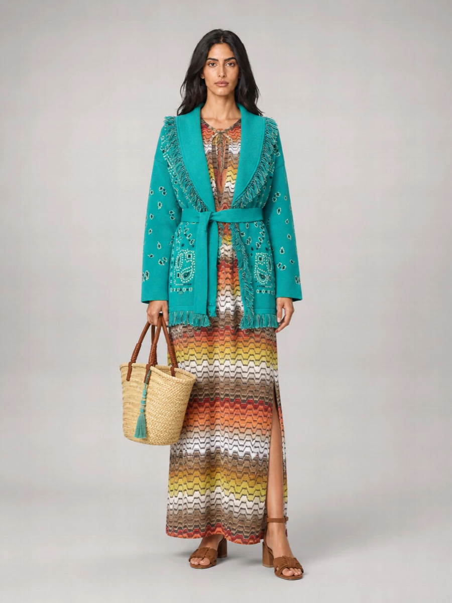 Alanui Cashmere Bandana Jacquard Cardigan