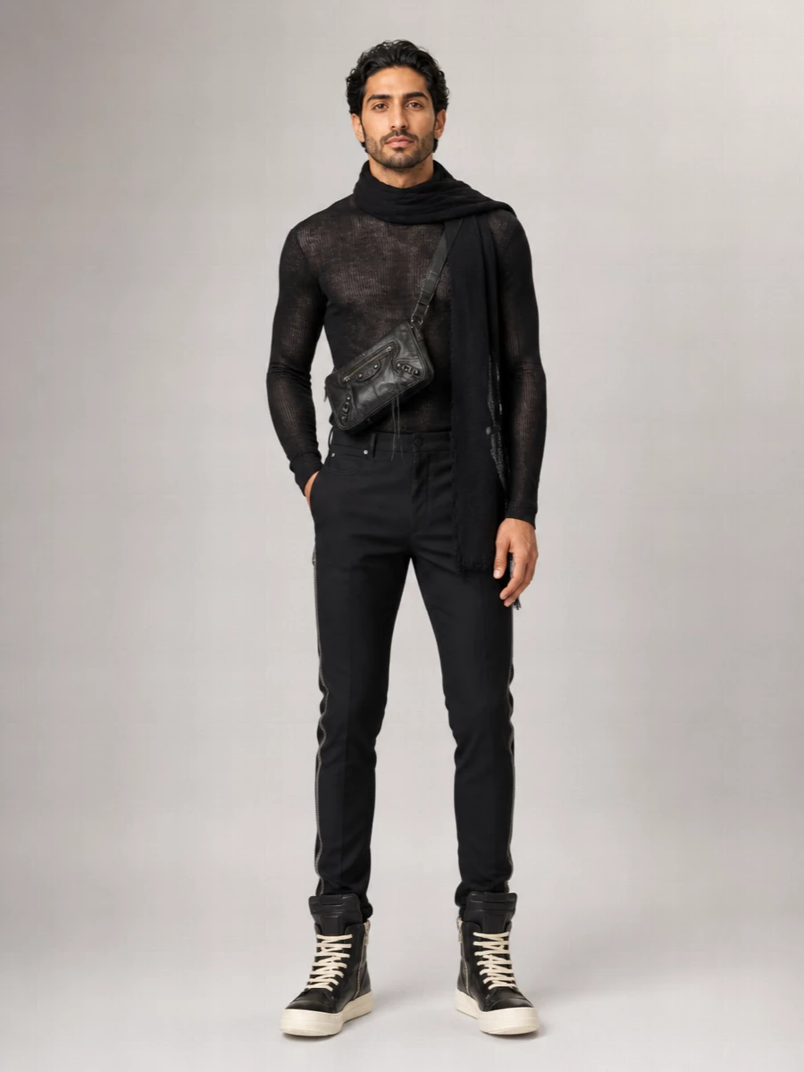 Rick Owens Denim High-Rise Flared Trousers