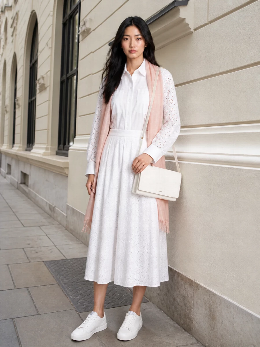 Zimmermann eyelet skirt kenzo white shirt outfit