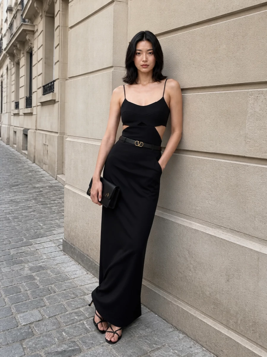 Victoria beckham black camisole bottega veneta skirt