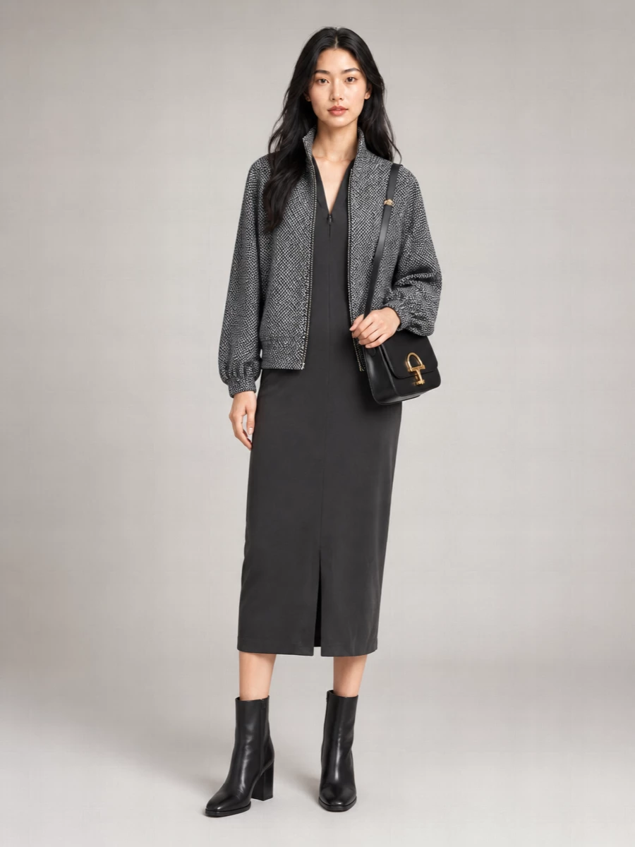 Giorgio Armani Cashmere Silk Bouclé Oversized Bomber Jacket