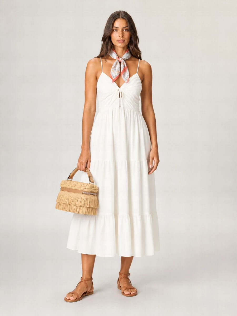 Michael Kors Organic Cotton V-Neck Midi Dress