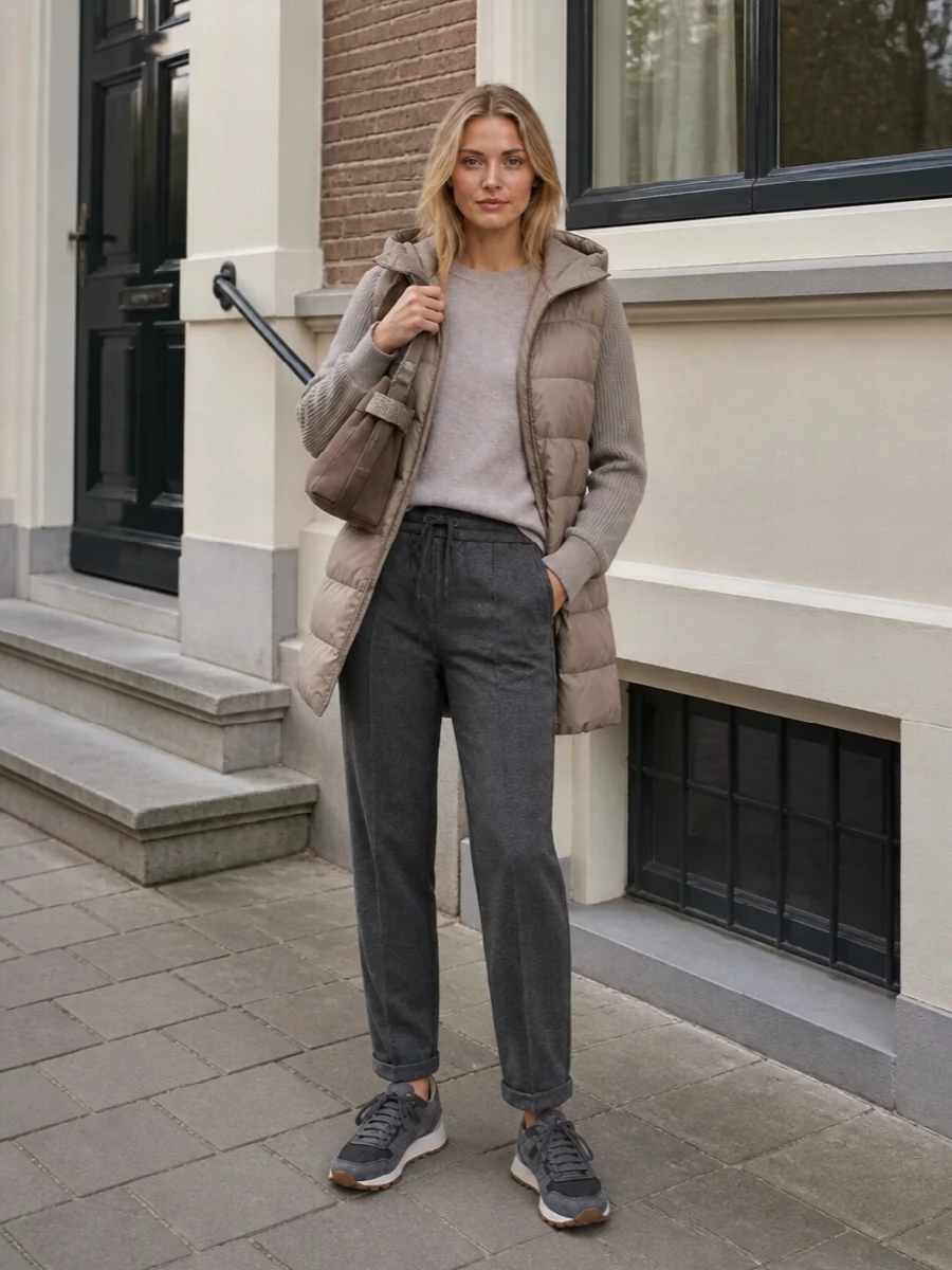 Brunello cucinelli parka cashmere joggers outfit