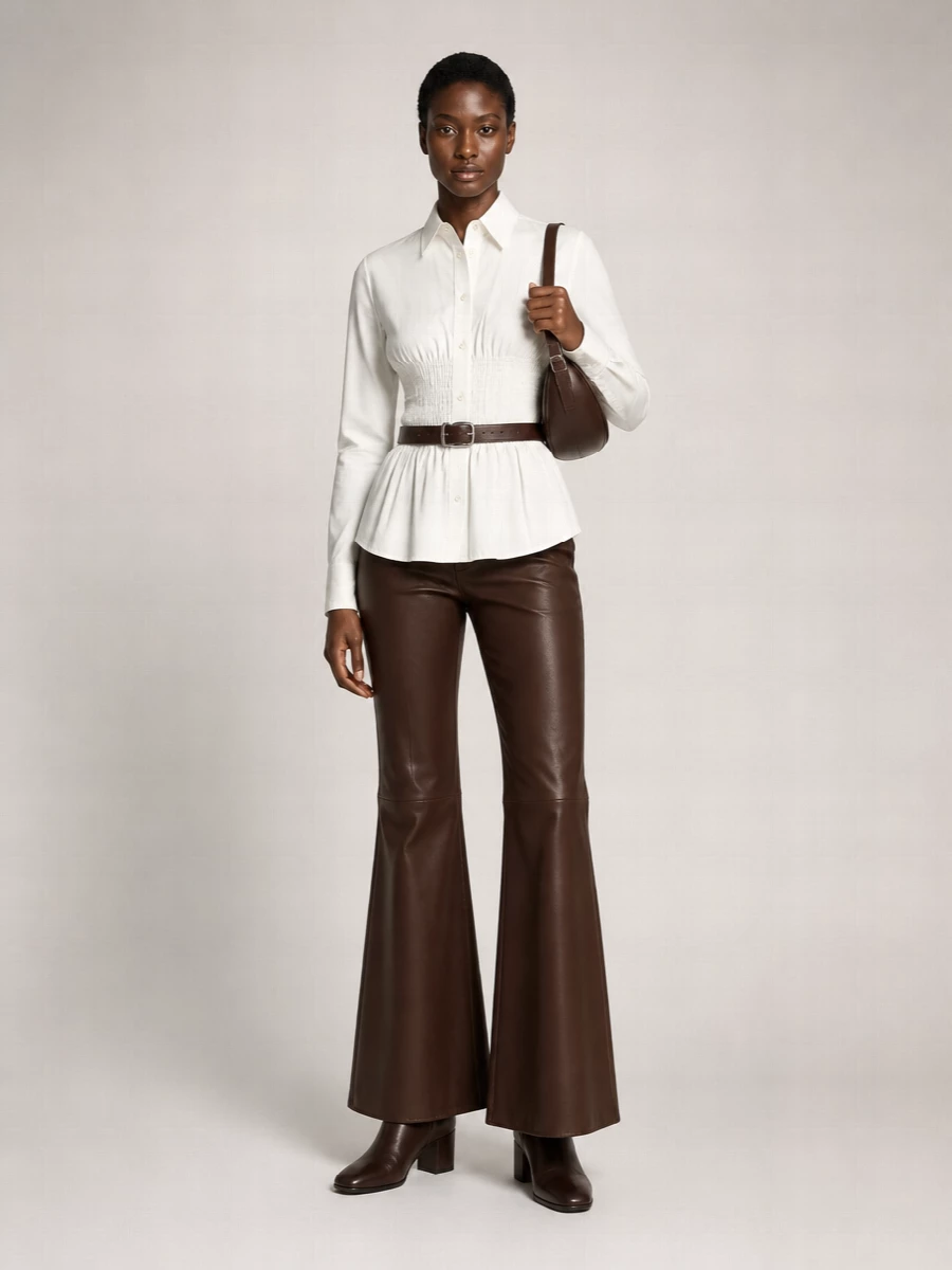 Haikure Leather Straight Leg Trousers