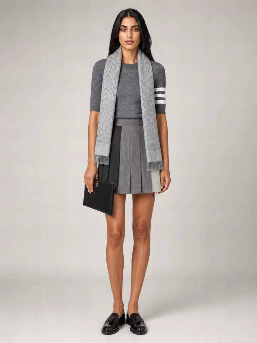 Thom Browne Virgin Wool Sheer Sleeve Crewneck Jumper