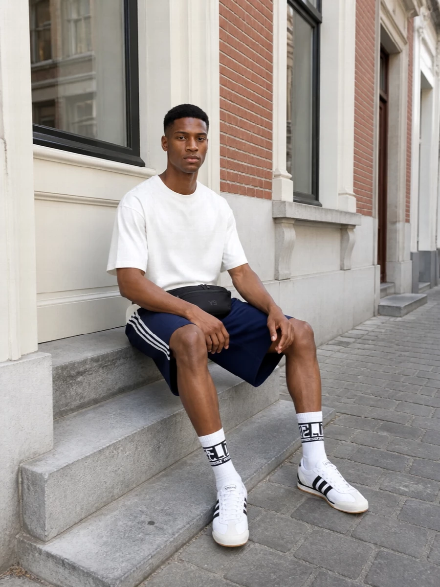 Y3 tee adidas shorts retro sneakers outfit